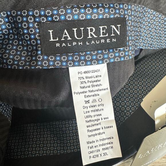Lauren Ralph Lauren Edgewood Wool Blend Navy Blue Trouser Pant 42x30 - Picture 5 of 9
